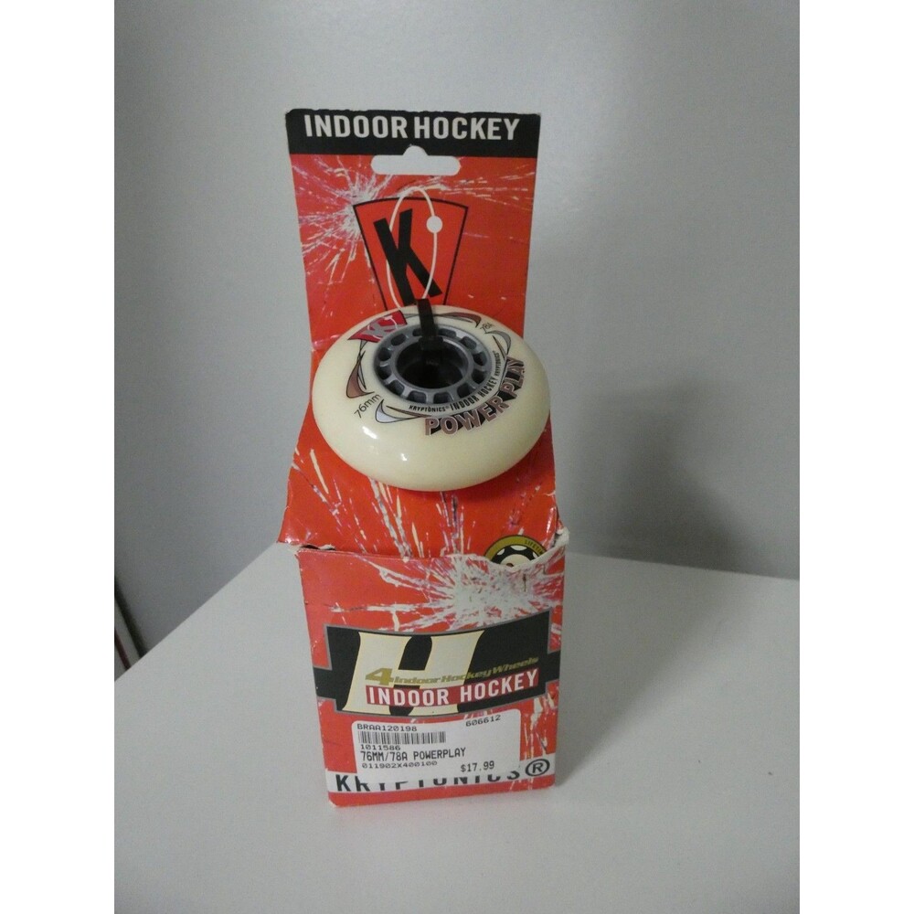 VTG Kryptonics New 4 Indoor Hockey Wheels White Rubber Power Play 76MM St Stick
